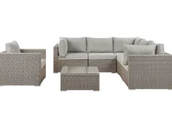 Online Beliani 6-Istuttava Ulkosohvaryhma Polyrottinki Vasenk. Ruskeanharmaa Contare