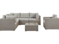 Online Beliani 6-Istuttava Ulkosohvaryhma Polyrottinki Vasenk. Ruskeanharmaa Contare