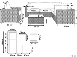 Online Beliani 6-Istuttava Ulkosohvaryhma Polyrottinki Vasenk. Ruskeanharmaa Contare