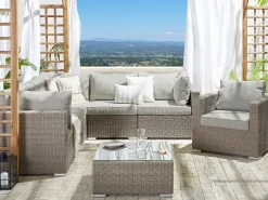 Online Beliani 6-Istuttava Ulkosohvaryhma Polyrottinki Vasenk. Ruskeanharmaa Contare