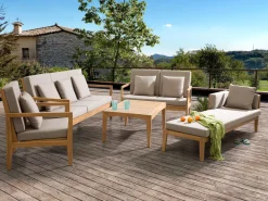 Ulkokalusteet<Beliani 7-Istuttava Ulkosohvaryhma Sertifioitu Akaasia Vaalea Puu Pataja