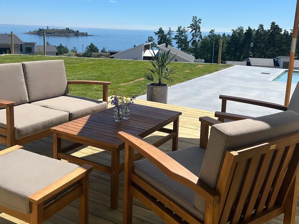 Clearance Beliani 4-Istuttava Ulkosohvaryhma Akaasia Vaalea Puu Manila