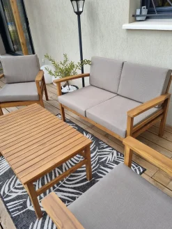 Clearance Beliani 4-Istuttava Ulkosohvaryhma Akaasia Vaalea Puu Manila