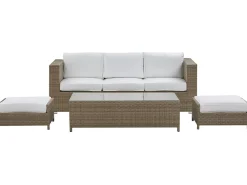Ulkokalusteet<Beliani 5-Istuttava Ulkosohvaryhma Polyrottinki Valkoinen Belluno
