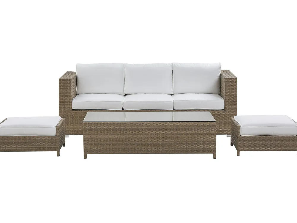 Ulkokalusteet<Beliani 5-Istuttava Ulkosohvaryhma Polyrottinki Valkoinen Belluno