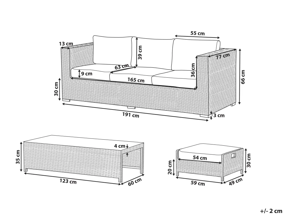 Ulkokalusteet<Beliani 5-Istuttava Ulkosohvaryhma Polyrottinki Valkoinen Belluno