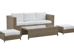 Ulkokalusteet<Beliani 5-Istuttava Ulkosohvaryhma Polyrottinki Valkoinen Belluno