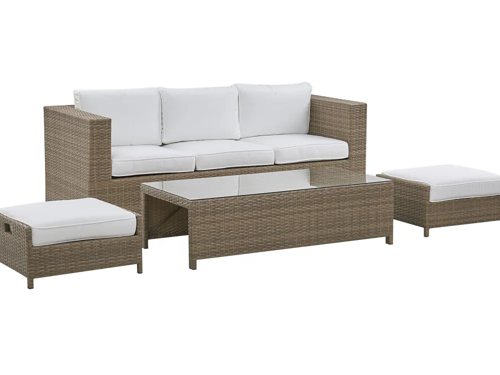 Ulkokalusteet<Beliani 5-Istuttava Ulkosohvaryhma Polyrottinki Valkoinen Belluno