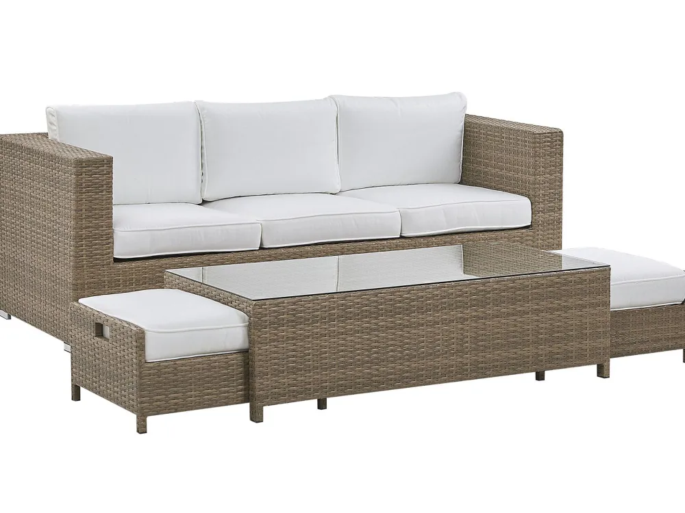 Ulkokalusteet<Beliani 5-Istuttava Ulkosohvaryhma Polyrottinki Valkoinen Belluno