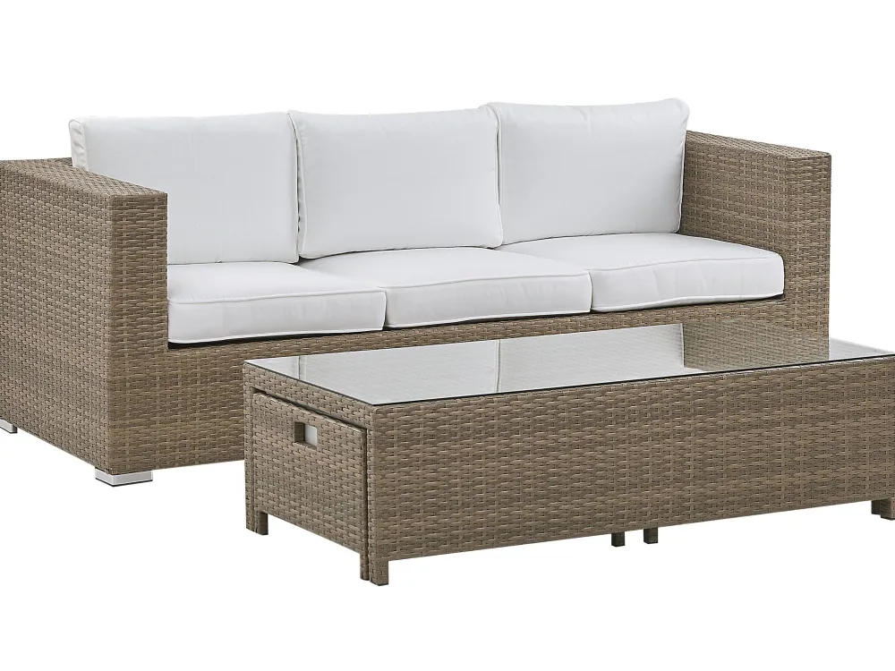 Ulkokalusteet<Beliani 5-Istuttava Ulkosohvaryhma Polyrottinki Valkoinen Belluno