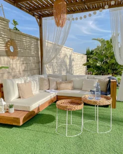 Ulkokalusteet<Beliani 5-Istuttava Ulkosohvaryhma Akasiapuu Vasenk. Valkoinen Marettimo