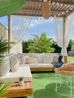 Ulkokalusteet<Beliani 5-Istuttava Ulkosohvaryhma Akasiapuu Vasenk. Valkoinen Marettimo