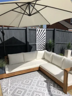 Ulkokalusteet<Beliani 5-Istuttava Ulkosohvaryhma Akasiapuu Vasenk. Valkoinen Marettimo