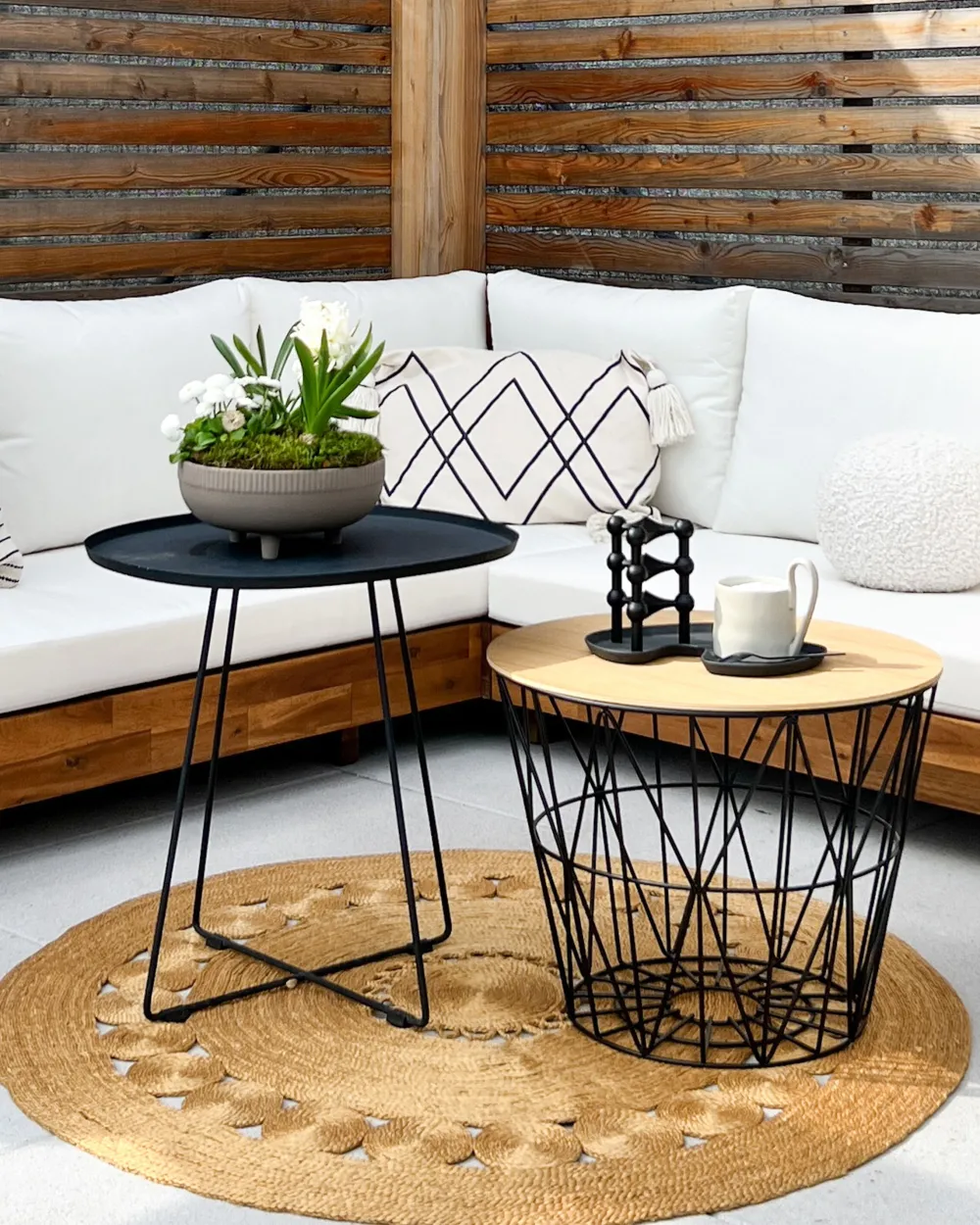 Ulkokalusteet<Beliani 5-Istuttava Ulkosohvaryhma Akasiapuu Vasenk. Valkoinen Marettimo