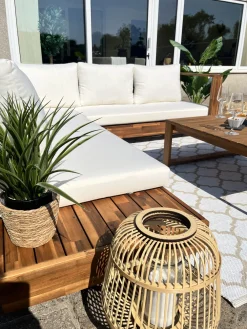 Ulkokalusteet<Beliani 5-Istuttava Ulkosohvaryhma Akasiapuu Vasenk. Valkoinen Marettimo