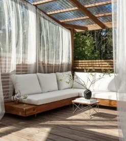 Ulkokalusteet<Beliani 5-Istuttava Ulkosohvaryhma Akasiapuu Vasenk. Valkoinen Marettimo