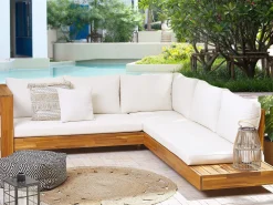 Ulkokalusteet<Beliani 5-Istuttava Ulkosohvaryhma Akasiapuu Vasenk. Valkoinen Marettimo