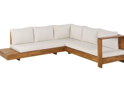 Ulkokalusteet<Beliani 5-Istuttava Ulkosohvaryhma Akasiapuu Vasenk. Valkoinen Marettimo