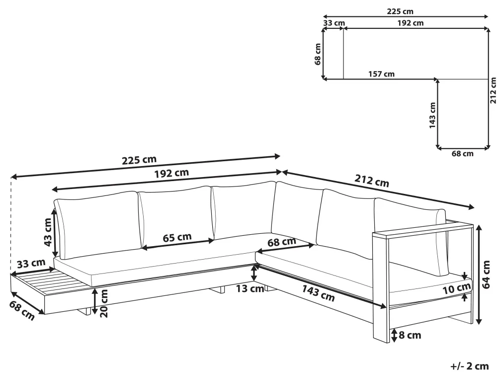 Ulkokalusteet<Beliani 5-Istuttava Ulkosohvaryhma Akasiapuu Vasenk. Valkoinen Marettimo