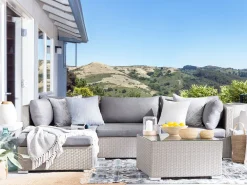 Online Beliani 4-Istuttava Ulkosohvaryhma Polyrottinki Oikeak. Vaaleanharmaa Sano Ii