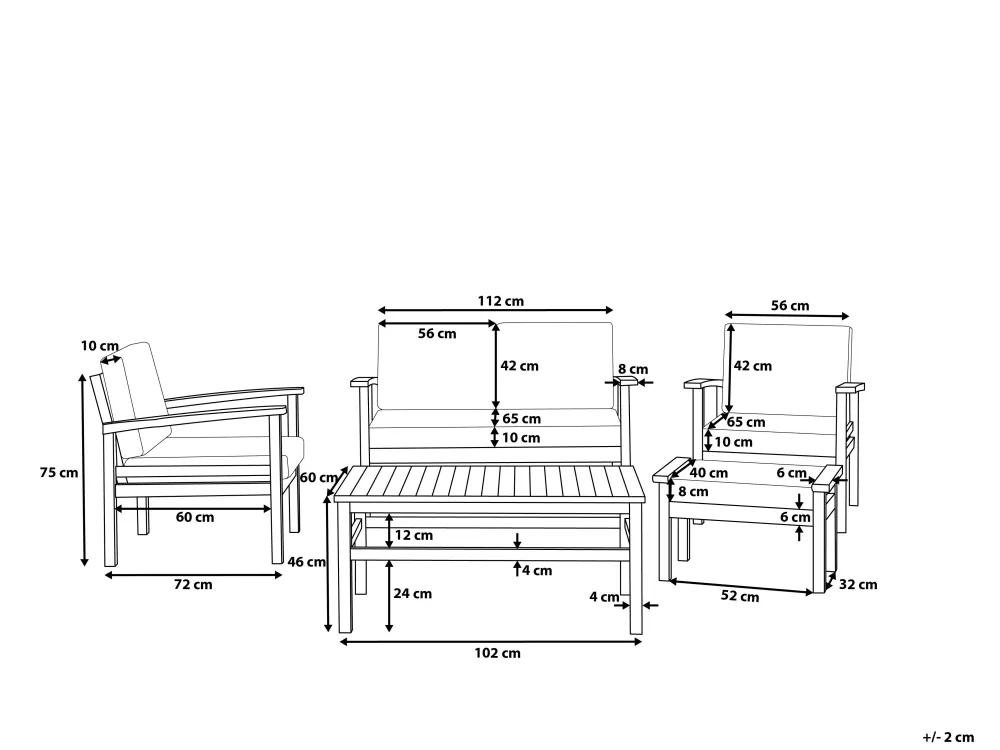 Shop Beliani 4-Istuttava Ulkosohvaryhma Akaasia Tumma Puu Manila