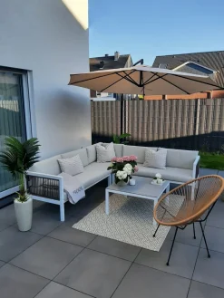 Best Beliani 4-Istuttava Ulkosohvaryhma Alumiini Vasenk. Valkoinen/Ruskea Borello