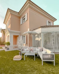 Best Beliani 4-Istuttava Ulkosohvaryhma Alumiini Vasenk. Valkoinen/Ruskea Borello