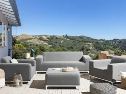 Store Beliani 5-Istuttava Ulkosohvaryhma Kangas Harmaa/Valkoinen Rovigo