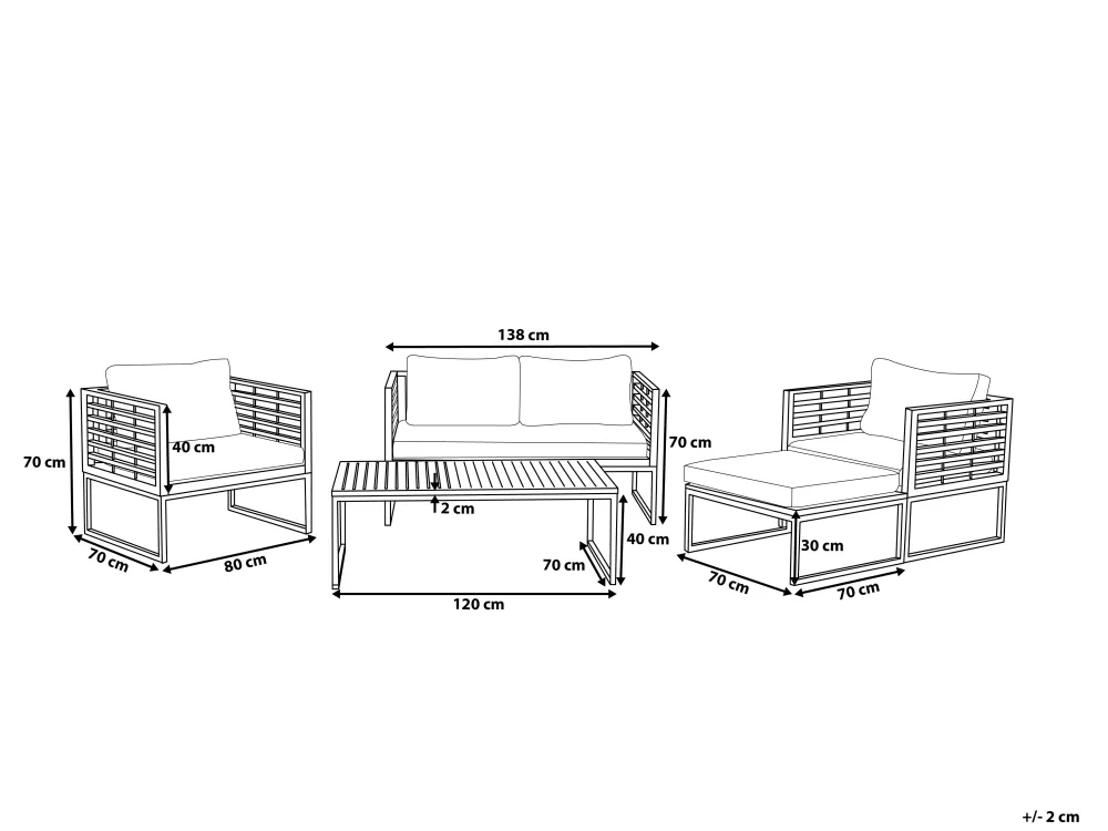 Ulkokalusteet<Beliani 4-Istuttava Ulkosohvaryhma Akasiapuu Valkoinen Bermuda