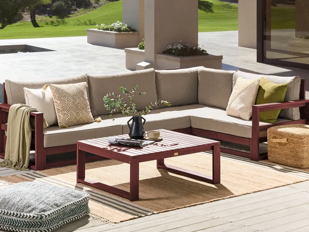 Ulkokalusteet<Beliani 4-Istuttava Ulkosohvaryhma Sertifioitu Akaasia Vasenk. Mahonginruskea Timor Ii