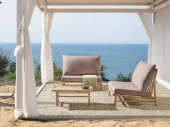 Ulkokalusteet<Beliani 2-Istuttava Ulkosohvaryhma Bambu Vaalea Puu/Ruskeanharmaa Todi