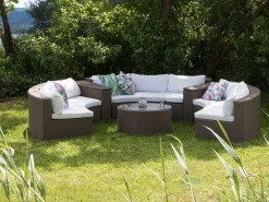 Sale Beliani 9-Istuttava Ulkosohvaryhma Polyrottinki Ruskea Severo