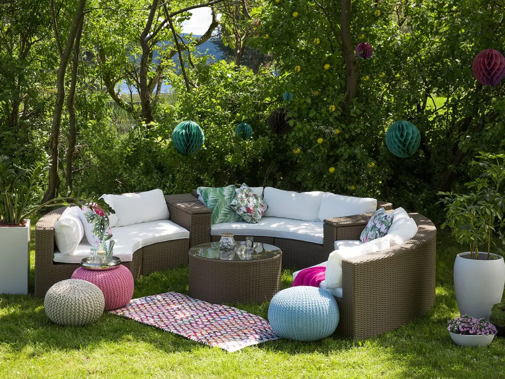 Sale Beliani 9-Istuttava Ulkosohvaryhma Polyrottinki Ruskea Severo