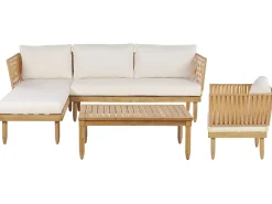 New Beliani 4-Istuttava Ulkosohvaryhma Akasiapuu Oikeak. Valkoinen Cremona