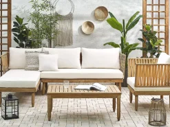 New Beliani 4-Istuttava Ulkosohvaryhma Akasiapuu Oikeak. Valkoinen Cremona