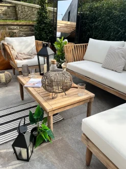 New Beliani 4-Istuttava Ulkosohvaryhma Akasiapuu Oikeak. Valkoinen Cremona