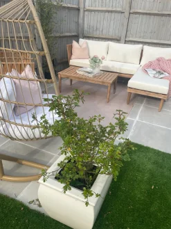 New Beliani 4-Istuttava Ulkosohvaryhma Akasiapuu Oikeak. Valkoinen Cremona