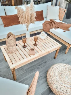 New Beliani 4-Istuttava Ulkosohvaryhma Akasiapuu Oikeak. Valkoinen Cremona