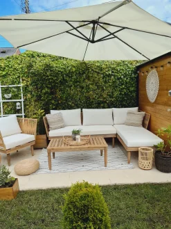 New Beliani 4-Istuttava Ulkosohvaryhma Akasiapuu Oikeak. Valkoinen Cremona