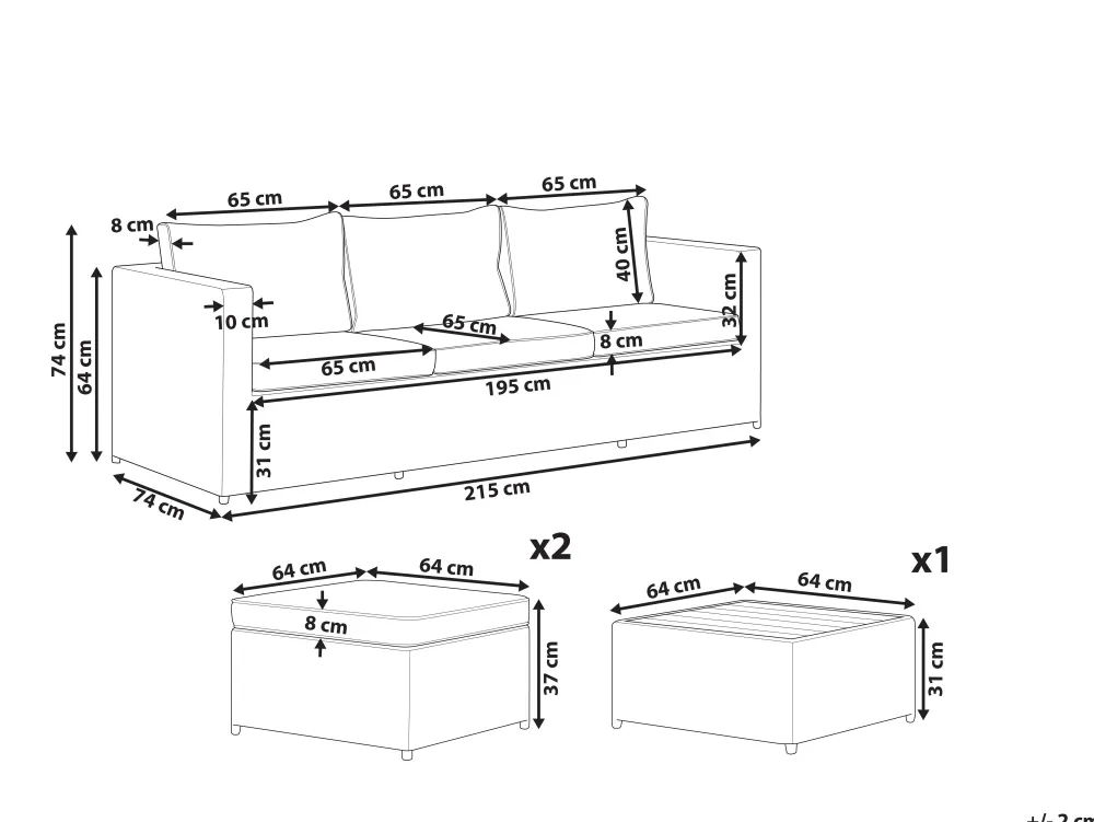 Ulkokalusteet<Beliani 5-Istuttava Ulkosohvaryhma Polyrottinki Oikeak. Harmaa Sabbia