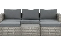 Ulkokalusteet<Beliani 5-Istuttava Ulkosohvaryhma Polyrottinki Oikeak. Harmaa Sabbia