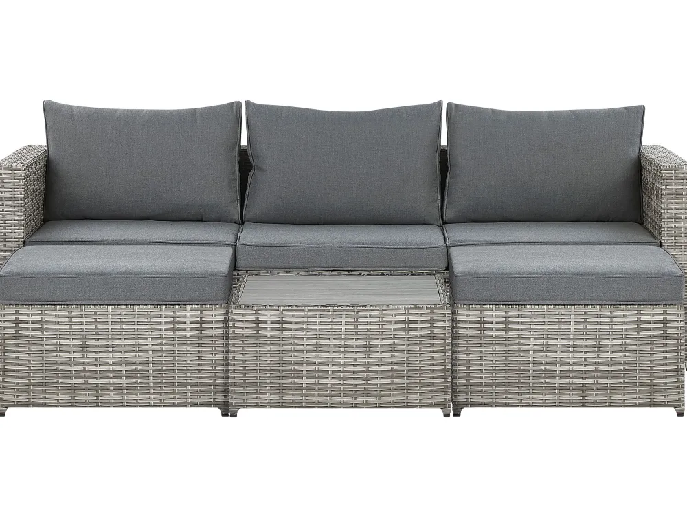 Ulkokalusteet<Beliani 5-Istuttava Ulkosohvaryhma Polyrottinki Oikeak. Harmaa Sabbia