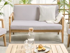 Shop Beliani 4-Istuttava Ulkosohvaryhma Akasiapuu Ruskeanharmaa Pallano