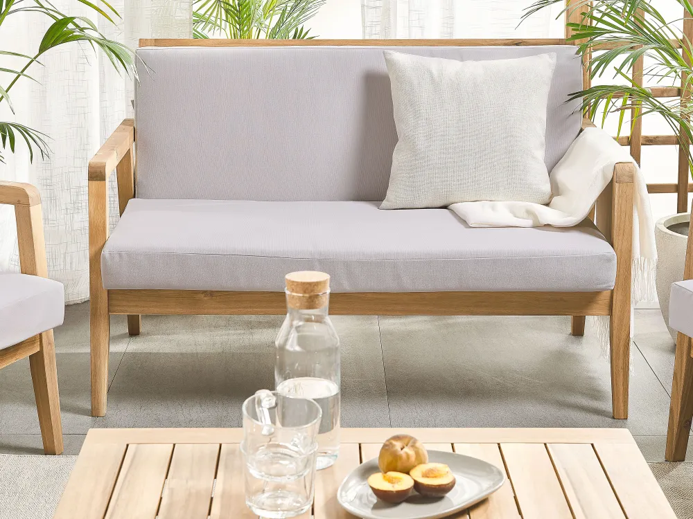 Shop Beliani 4-Istuttava Ulkosohvaryhma Akasiapuu Ruskeanharmaa Pallano