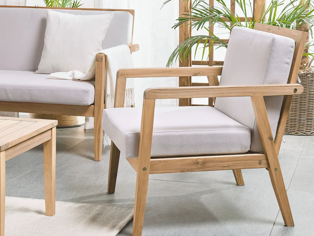 Shop Beliani 4-Istuttava Ulkosohvaryhma Akasiapuu Ruskeanharmaa Pallano