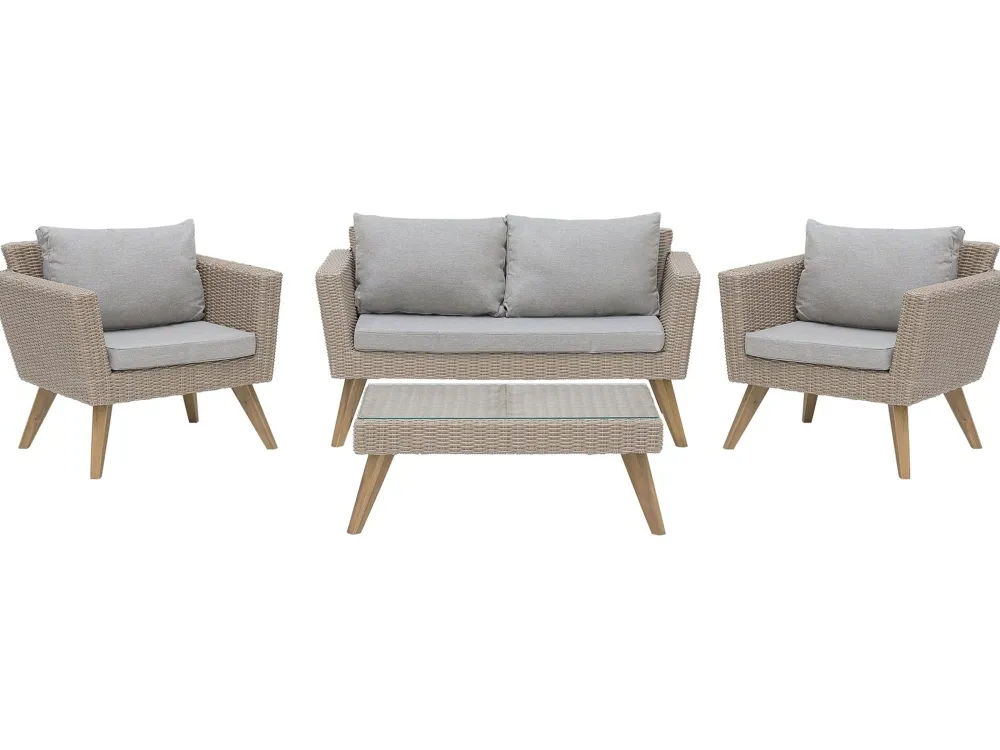 Ulkokalusteet<Beliani 4-Istuttava Ulkosohvaryhma Polyrottinki Harmaa Vittoria