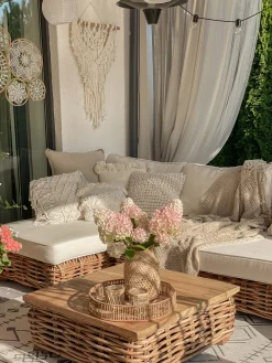 Cheap Beliani 4-Istuttava Ulkosohvaryhma Rottinki Vasenk. Luonnonvari Varallo