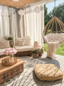 Cheap Beliani 4-Istuttava Ulkosohvaryhma Rottinki Vasenk. Luonnonvari Varallo