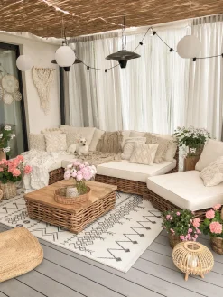 Cheap Beliani 4-Istuttava Ulkosohvaryhma Rottinki Vasenk. Luonnonvari Varallo