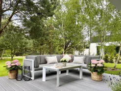 Cheap Beliani 6-Istuttava Ulkosohvaryhma Alumiini Valkoinen/Harmaa Castella
